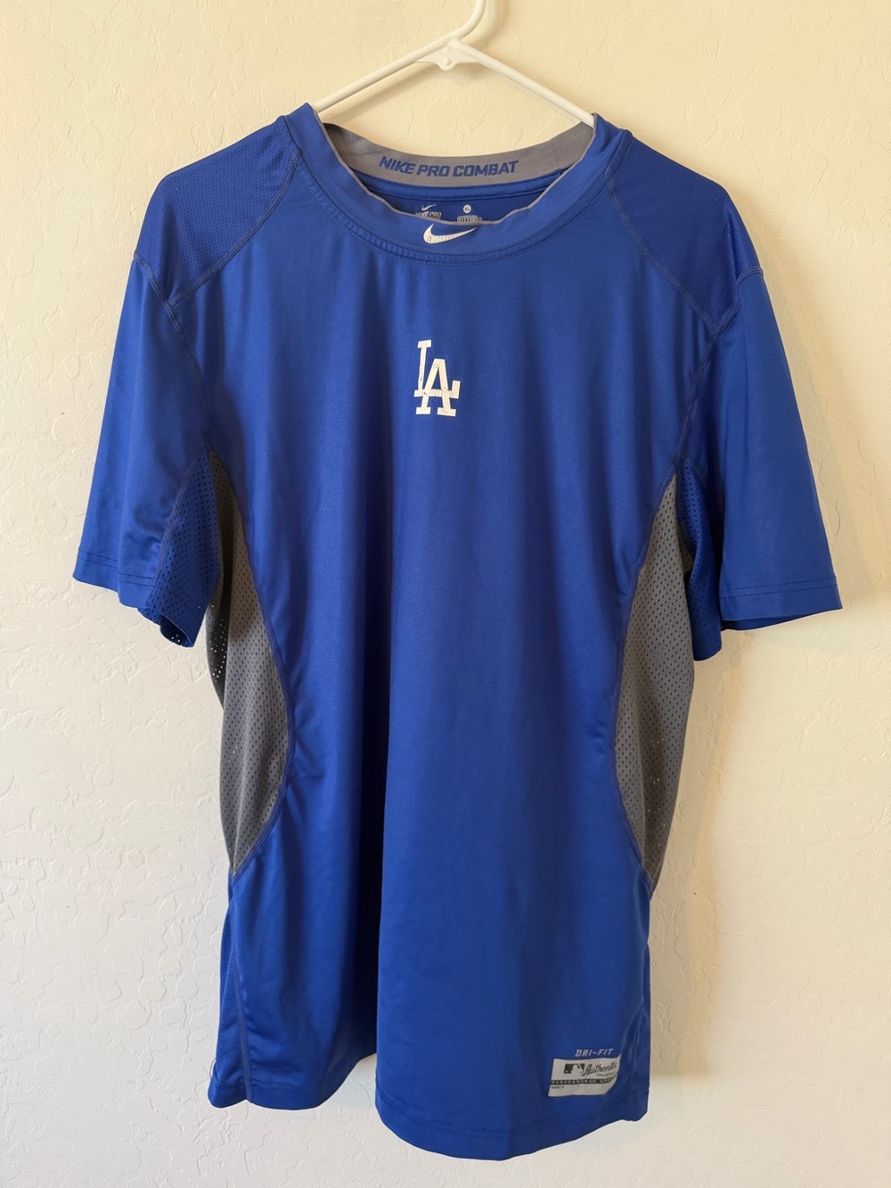 Nike Pro Combat LA Dodgers Blue Dri-FIT Performance Shirt